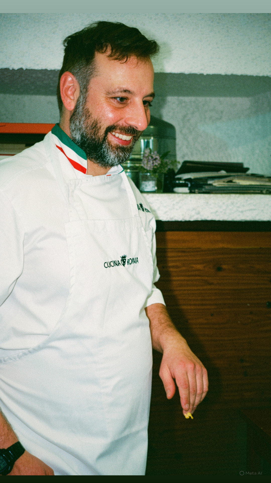 Lo chef durante una lezione di cucina a Roma